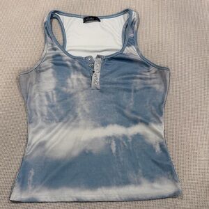 Chic Sky Blue Tie-Dye Tank Top